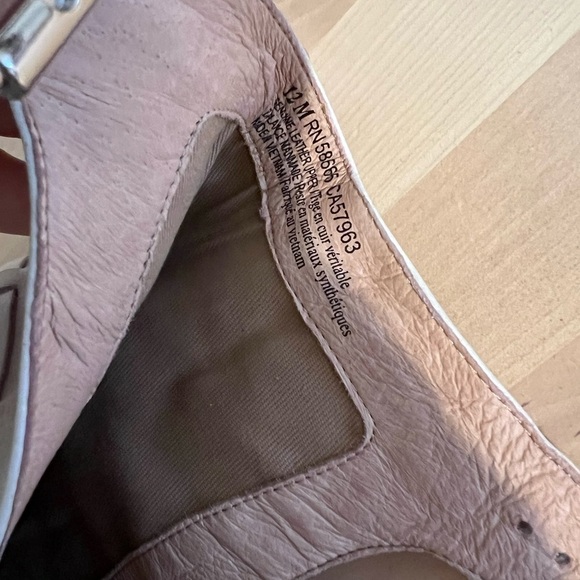 CASLON Women Sandal White Bone Nubuck Open Toe Stacked Heel Martin Buckle 12M - Picture 7 of 7